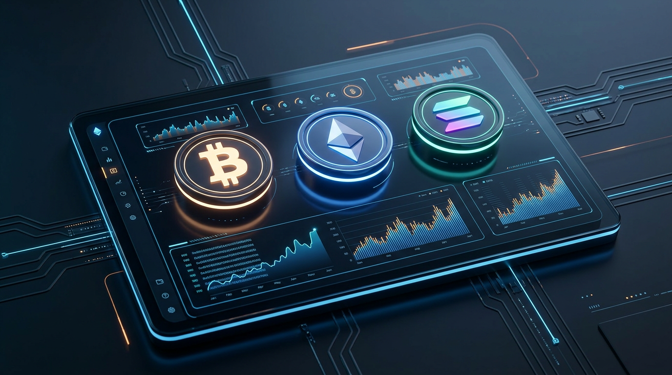 Futuristické rozhraní krypto kasina s digitálními měnami a analýzou dat